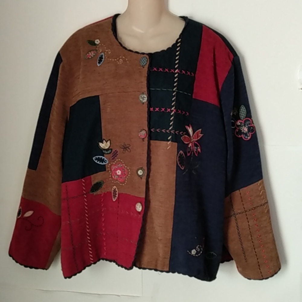 Boho Cottagecore Patchwork Embroidery Floral Jacket Coat Of Many Colors